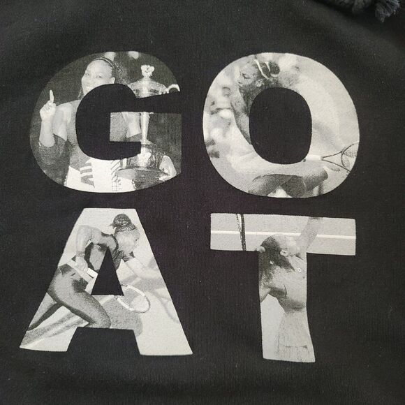 Serena Williams GOAT Grand Slam Pullover Hoodie Sweatshirt Womens Black Size L - Picture 4 of 11